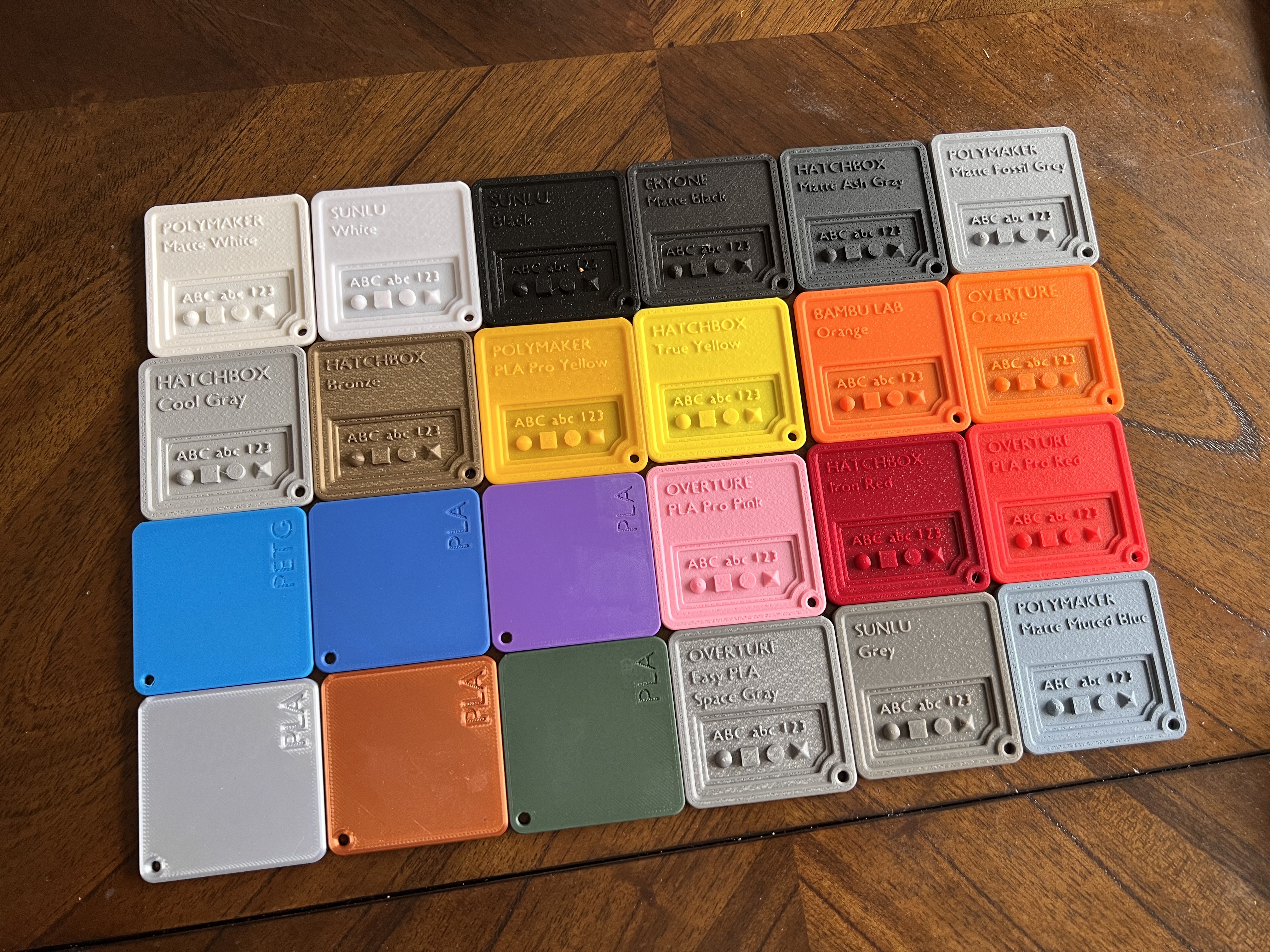 3D Print Filament Swatch 60x60x4mm