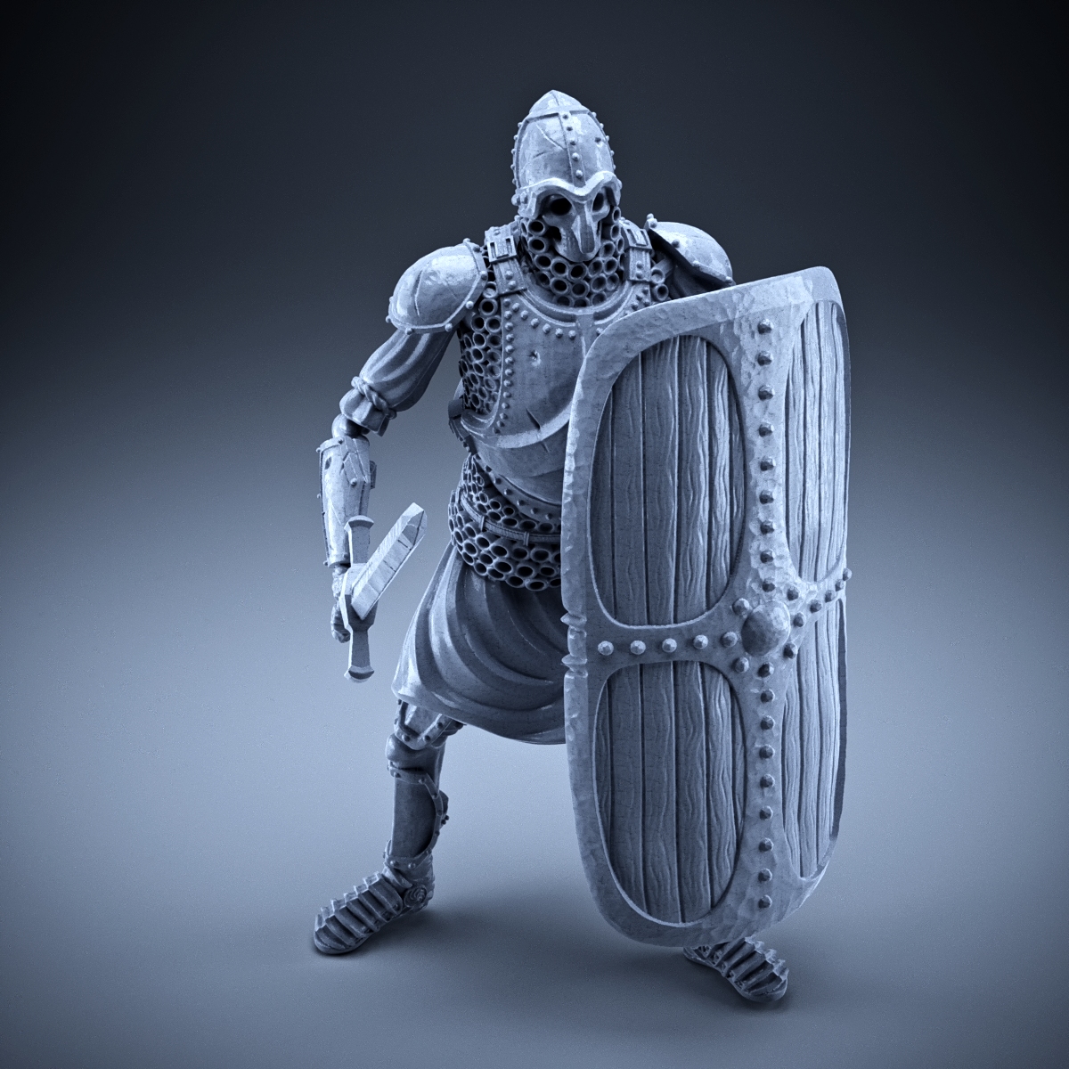 Skeleton - Heavy Infantry - Sword + Square Shield - Idle Pose