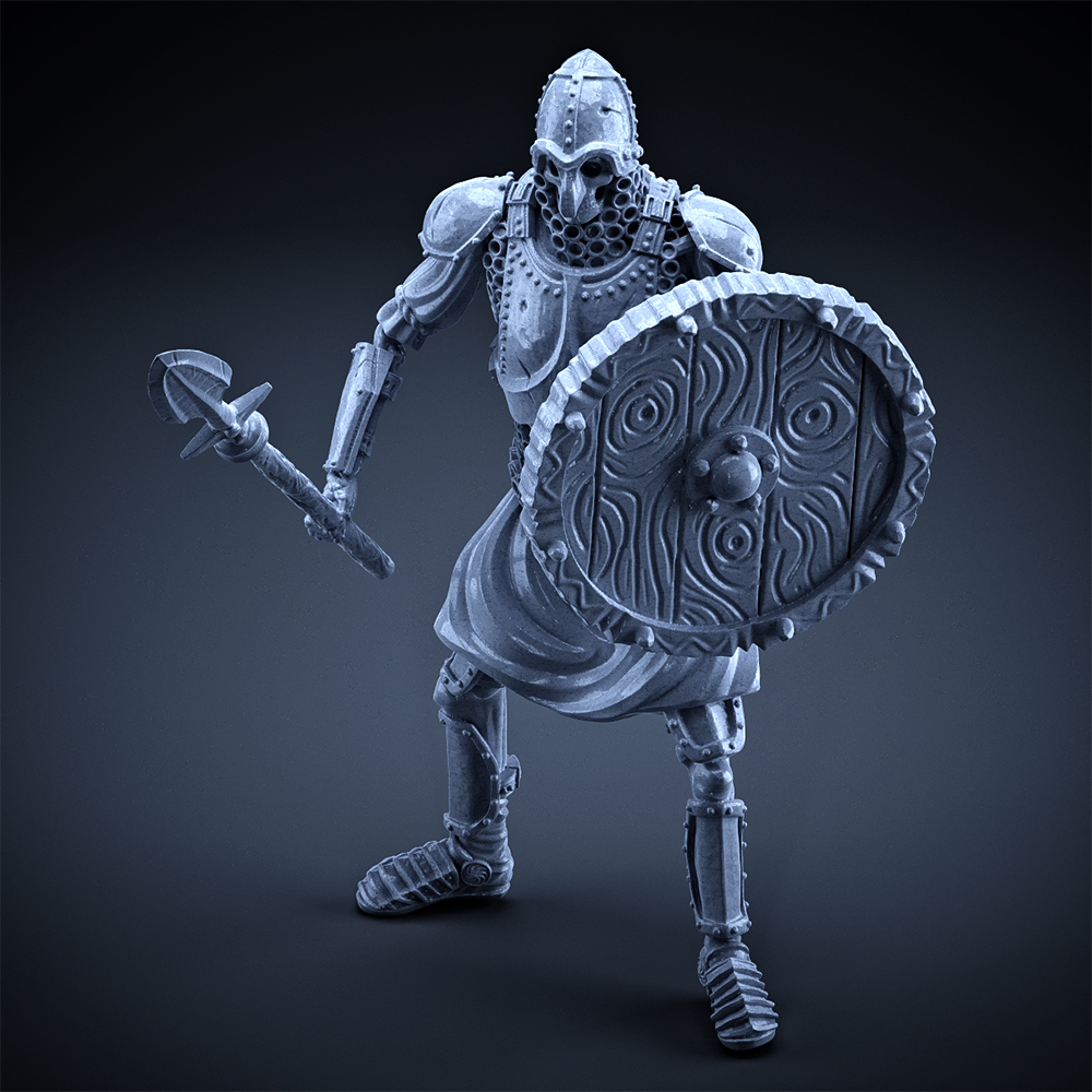 Skeleton - Heavy Infantry - Spear + Round Shield - Idle Pose
