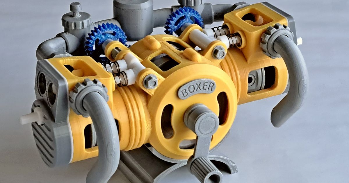 4 Stroke Flathead Boxer Engine by Bootjevaarder Download free STL