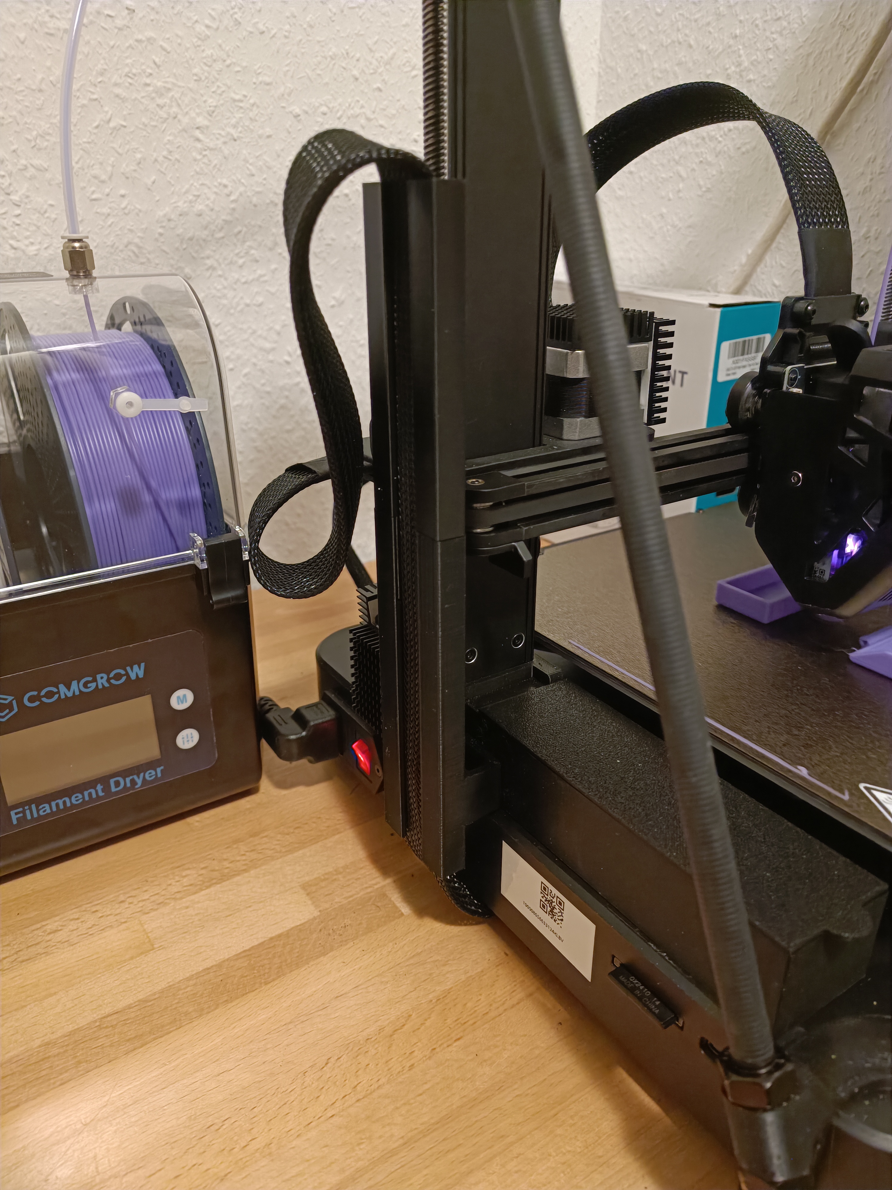 Ender 3 v3 SE KE High cable holder + trashcan with cap 3D model thumbnail