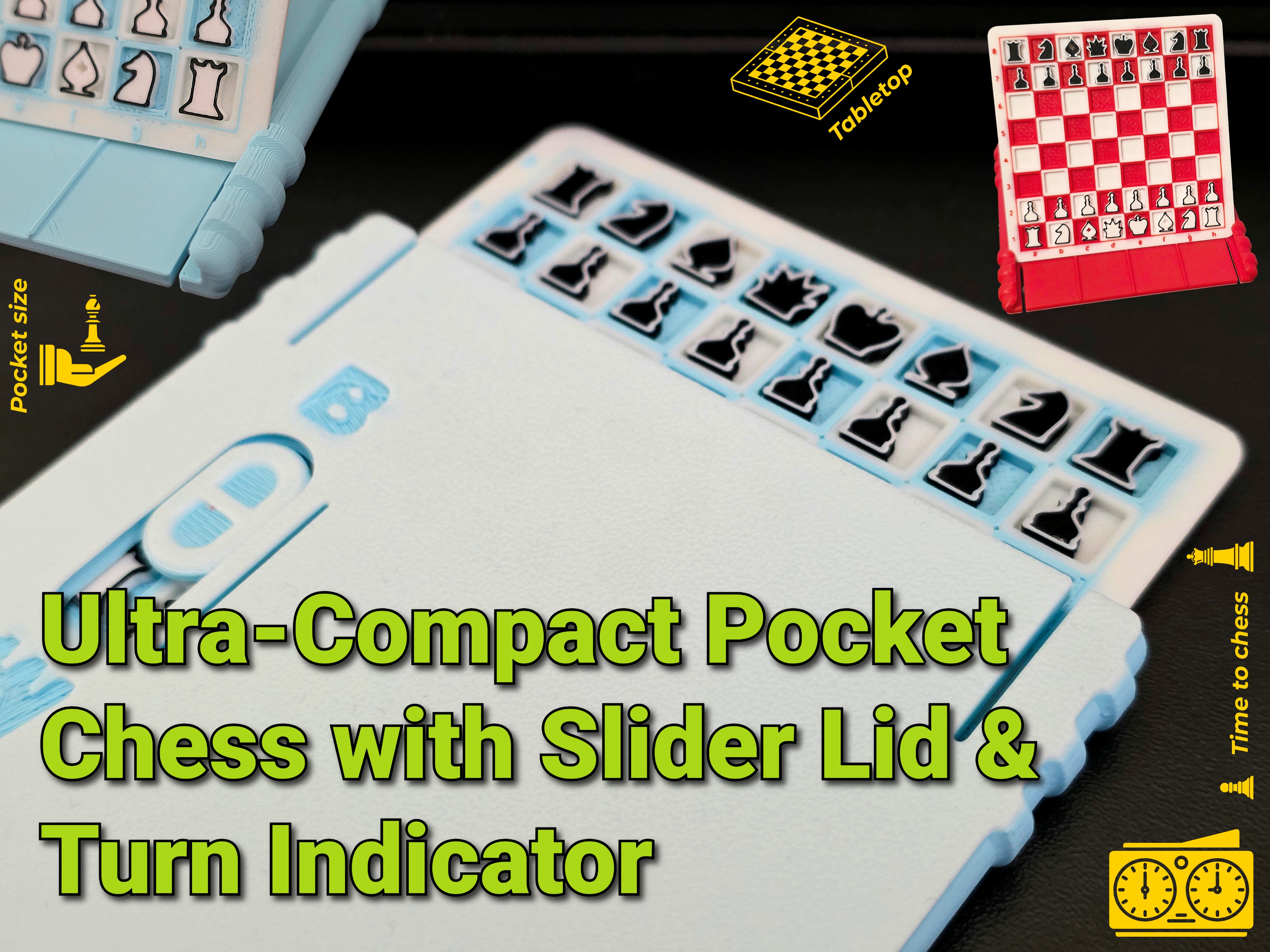 Ultra-Compact Pocket Chess with Slider Lid