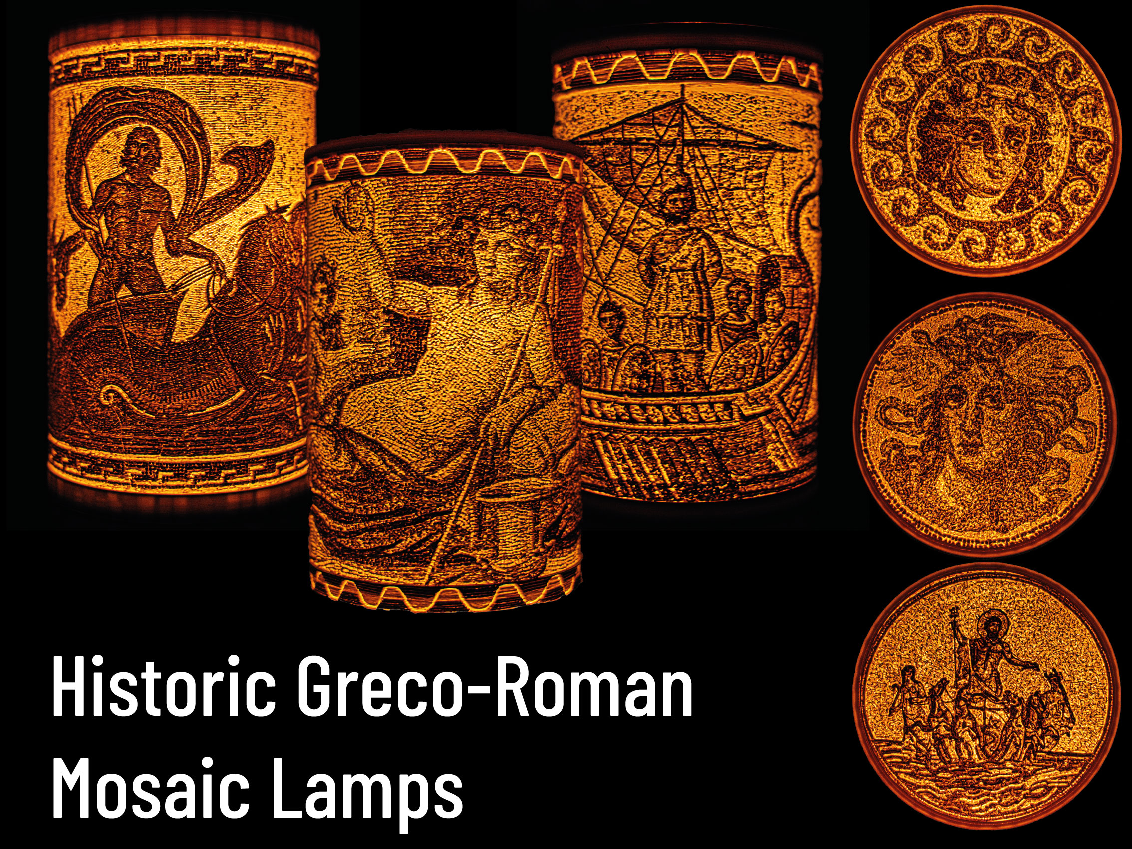 Historic Greco-Roman Mosaic Lamps
