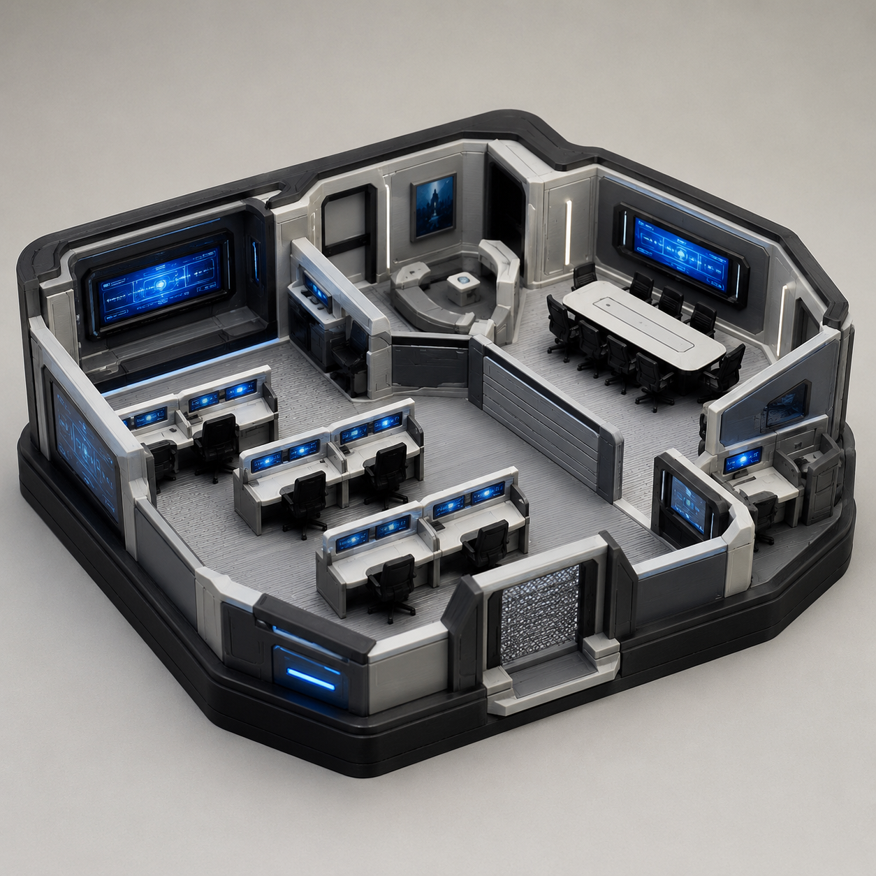 Munitions office diorama in miniature format - Futuristisches Büro-Diorama im Miniaturformat
