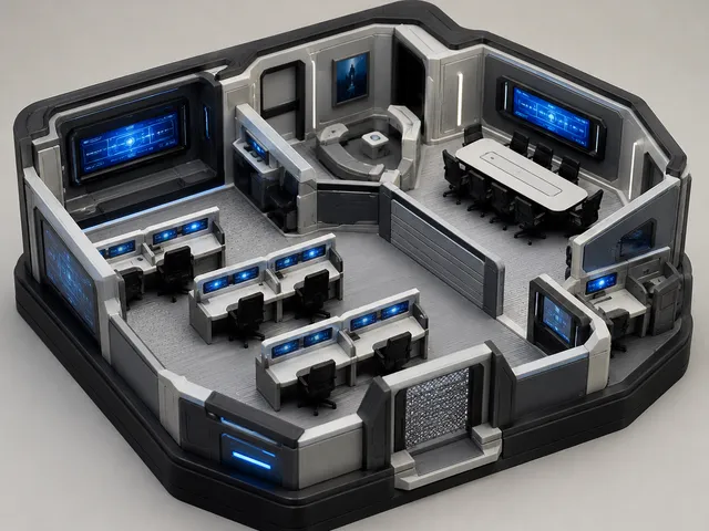 Munitions office diorama in miniature format - Futuristisches Büro-Diorama im Miniaturformat