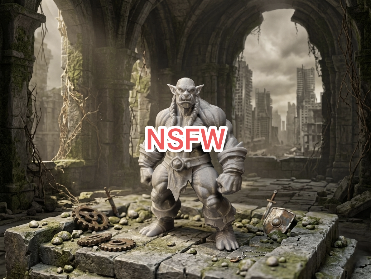 Nude Orc Female – Muscle Warrior Topless (nsfw)
