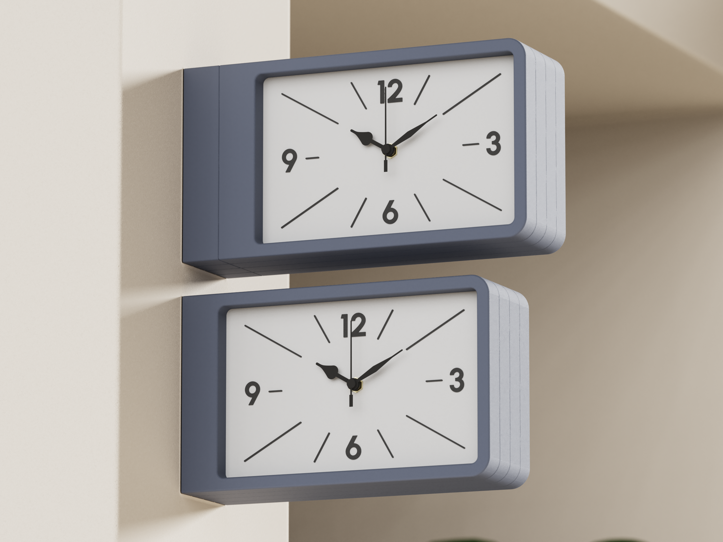 QUADRA - Rectangular Double Side Wall Clock - Dulton style — miniatura 3