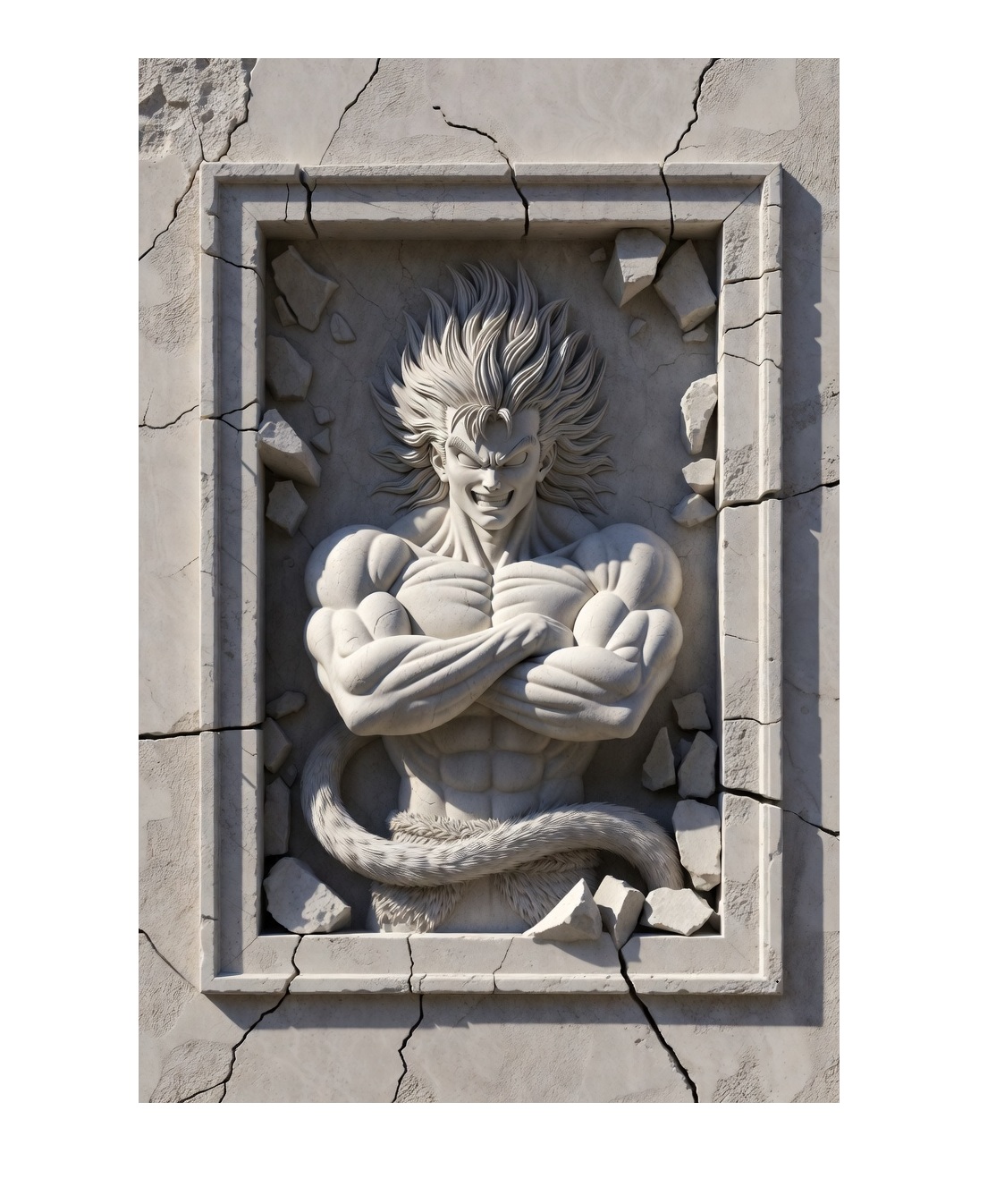 Ascended Super Warrior – Energy Awakening Bas-Relief Wall Sculpture