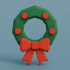 Low Poly Christmas Wreath 3D Model