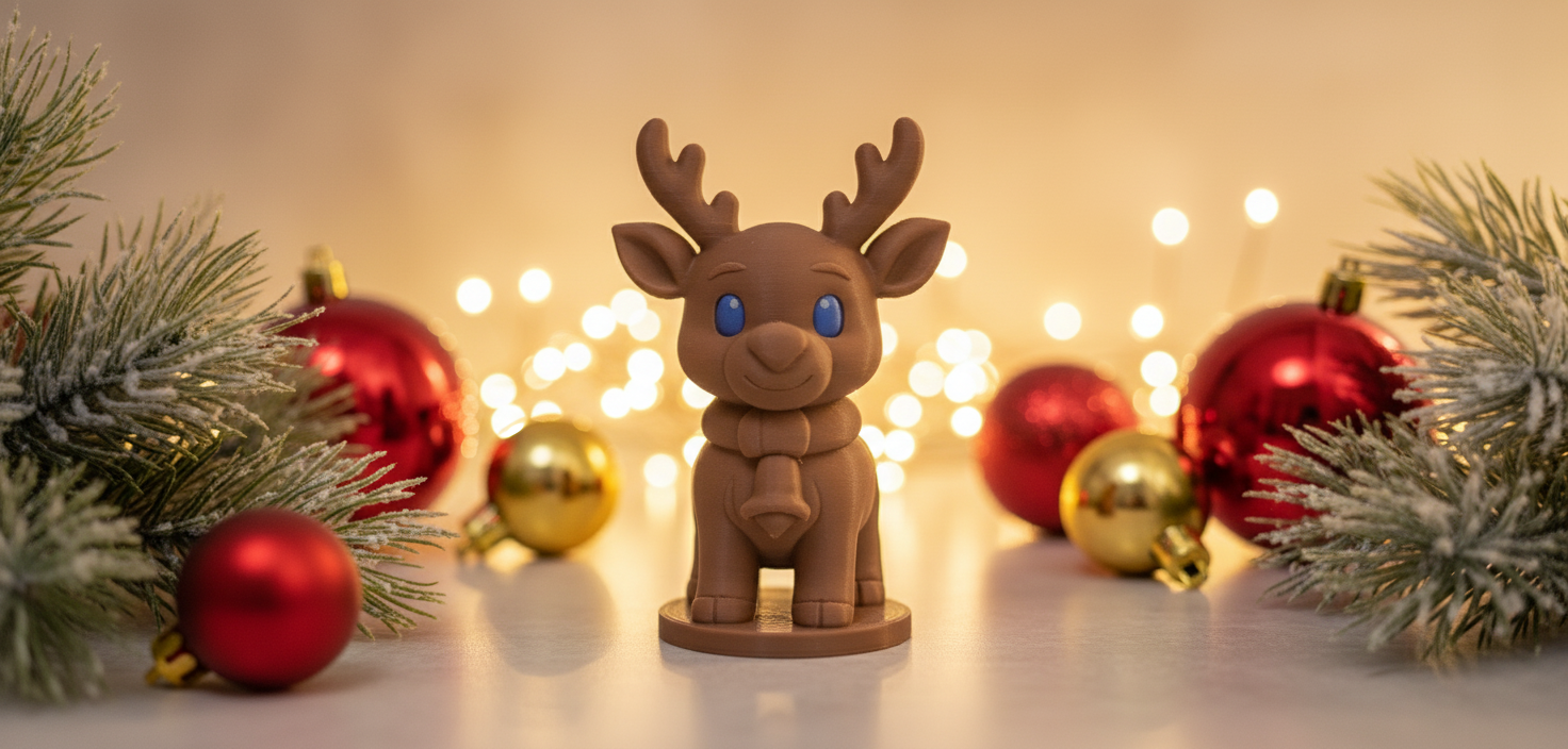 Reindeer with Blue Eyes and Scarf Holiday Figure