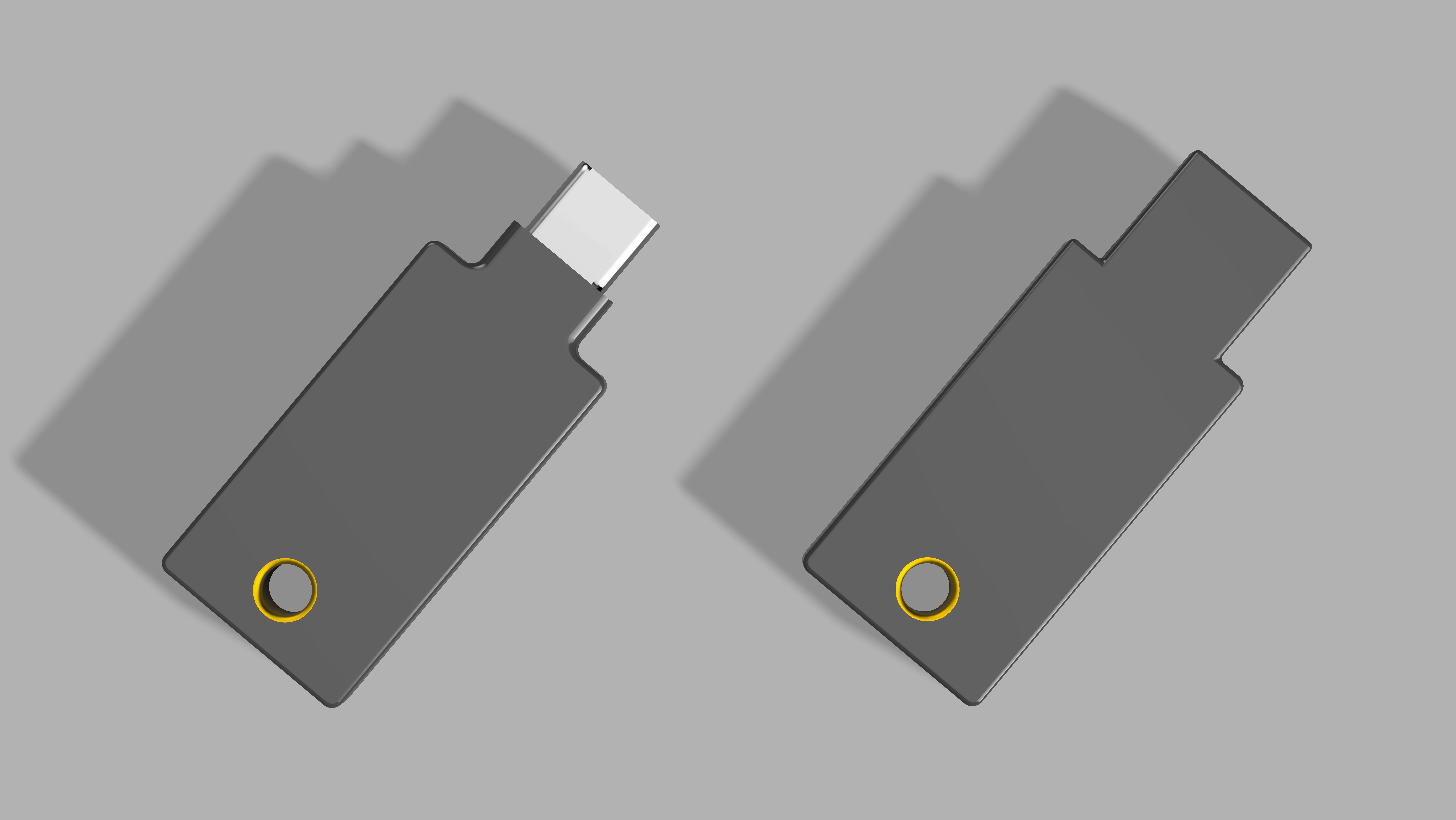 Yubico YubiKey 5 Series USBA & USBC 3D CAD Detailed Model .step by