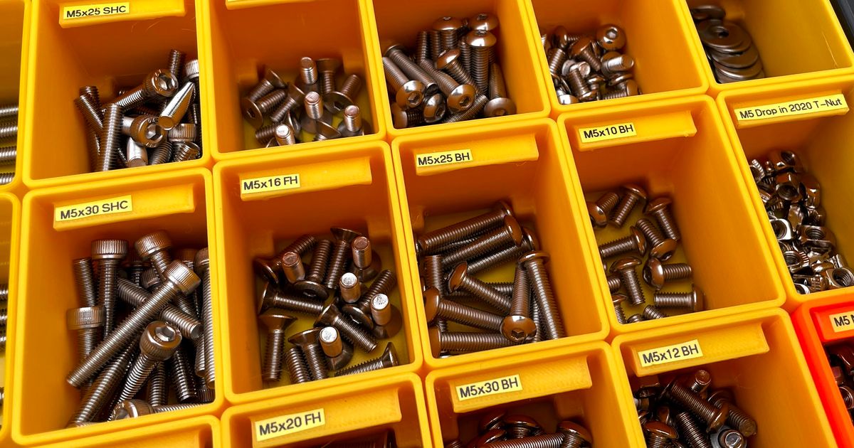 Bins with Label Shelf For Harbor Freight Medium Parts Organizer by