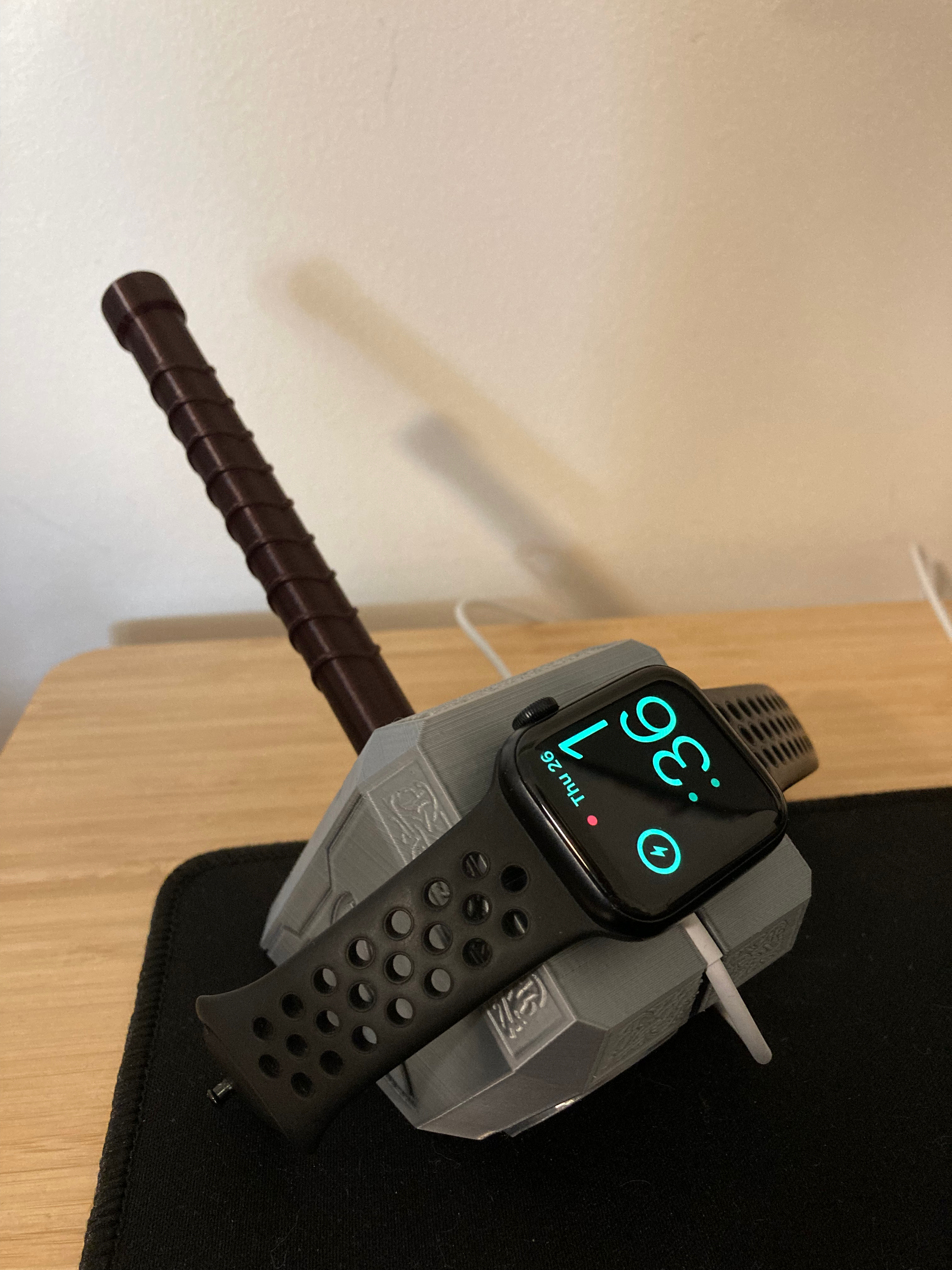 Thor's Hammer Mjolnir Apple watch desk charger 2pc screw together