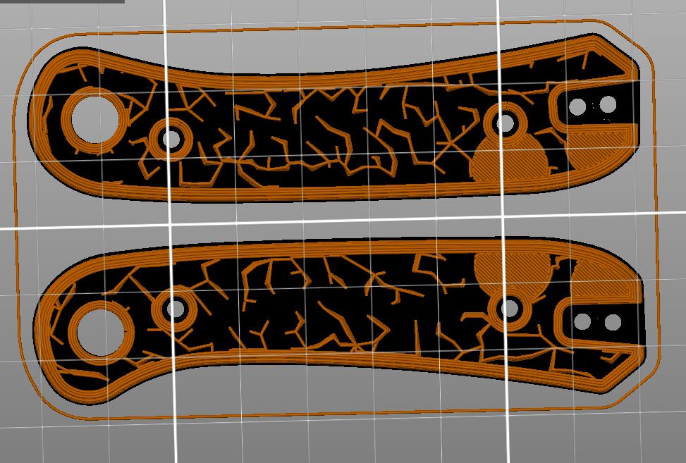 Knafs Lander Pocket Knife Scales Prusa infills look / Platines pour Couteau Lander de chez KNAFS avec remplissage Prusa