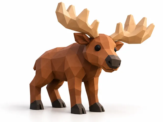 Low Poly Moose – Geometric Minimal Animal | Abstract Minimal Animals Set 5
