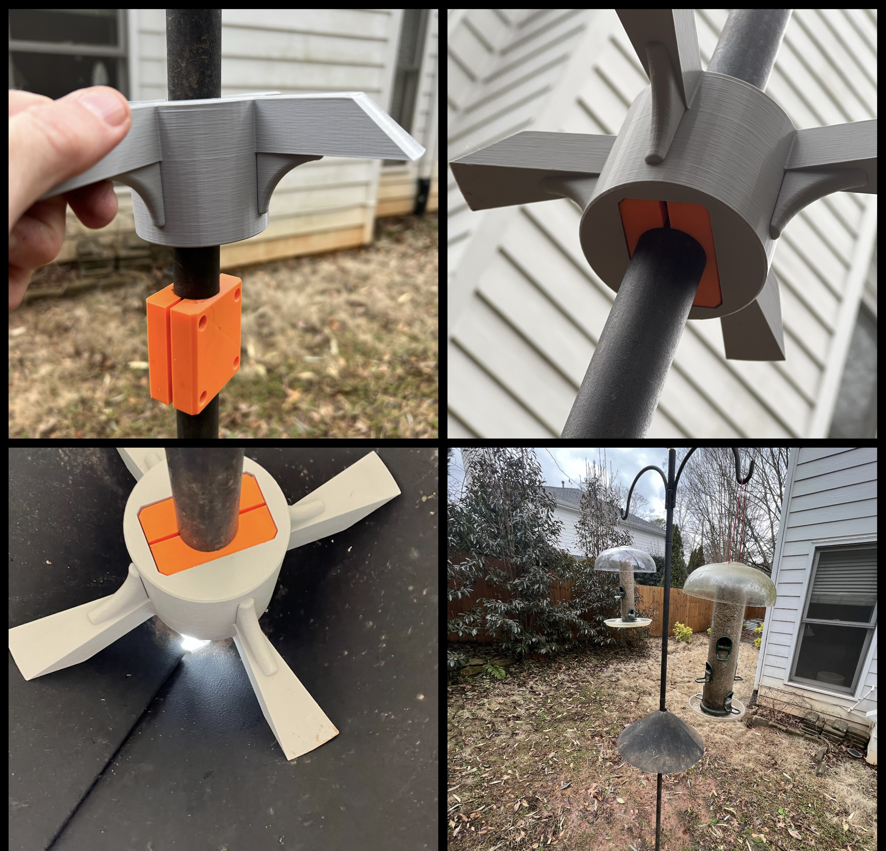 Bird Feeder Baffle Bracket and Support