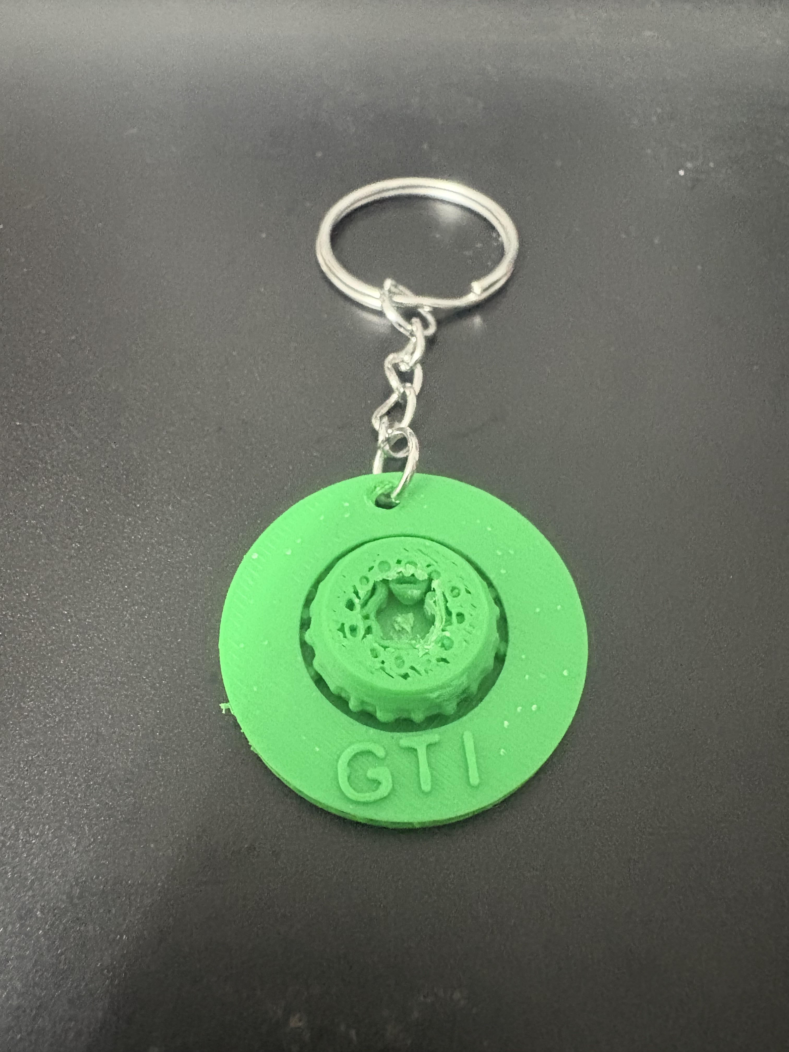 Brake disc with gti keychain inscription