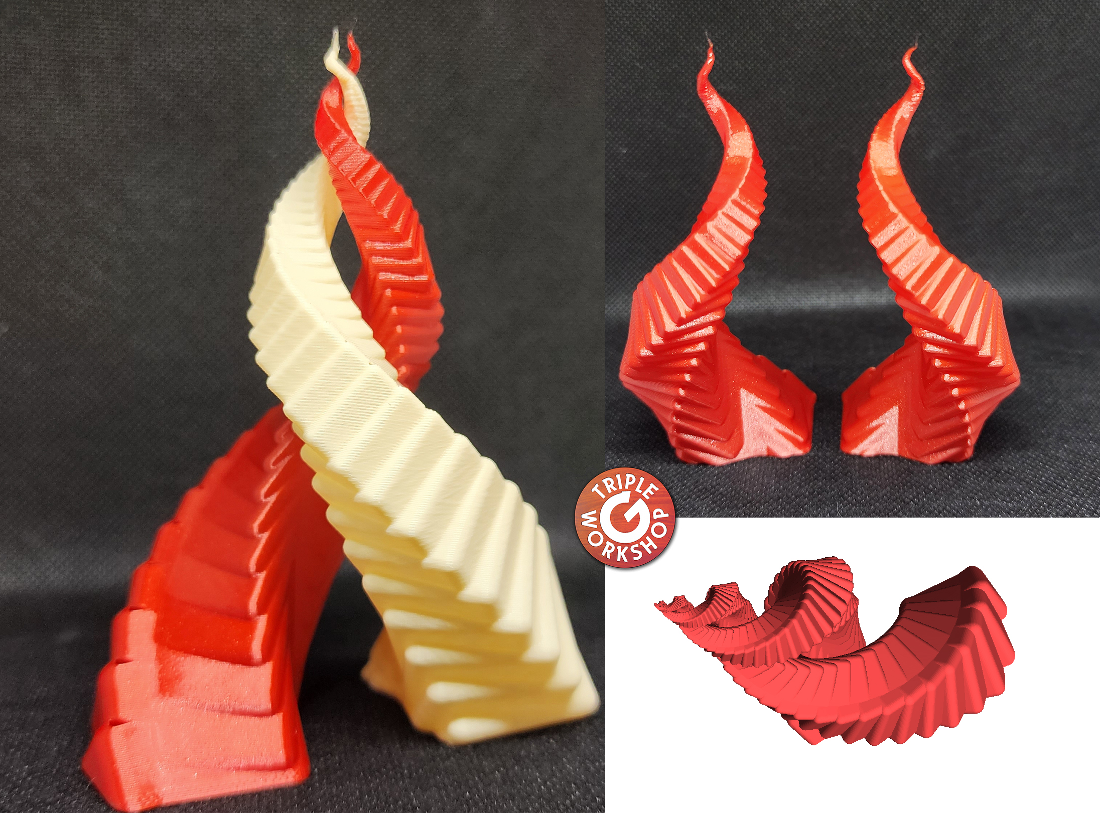 Twisted Horns Sculpture Double & Singles