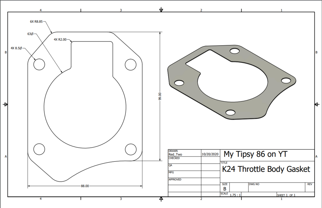 K24 Throttle Body Gasket by Red_Two Download free STL model