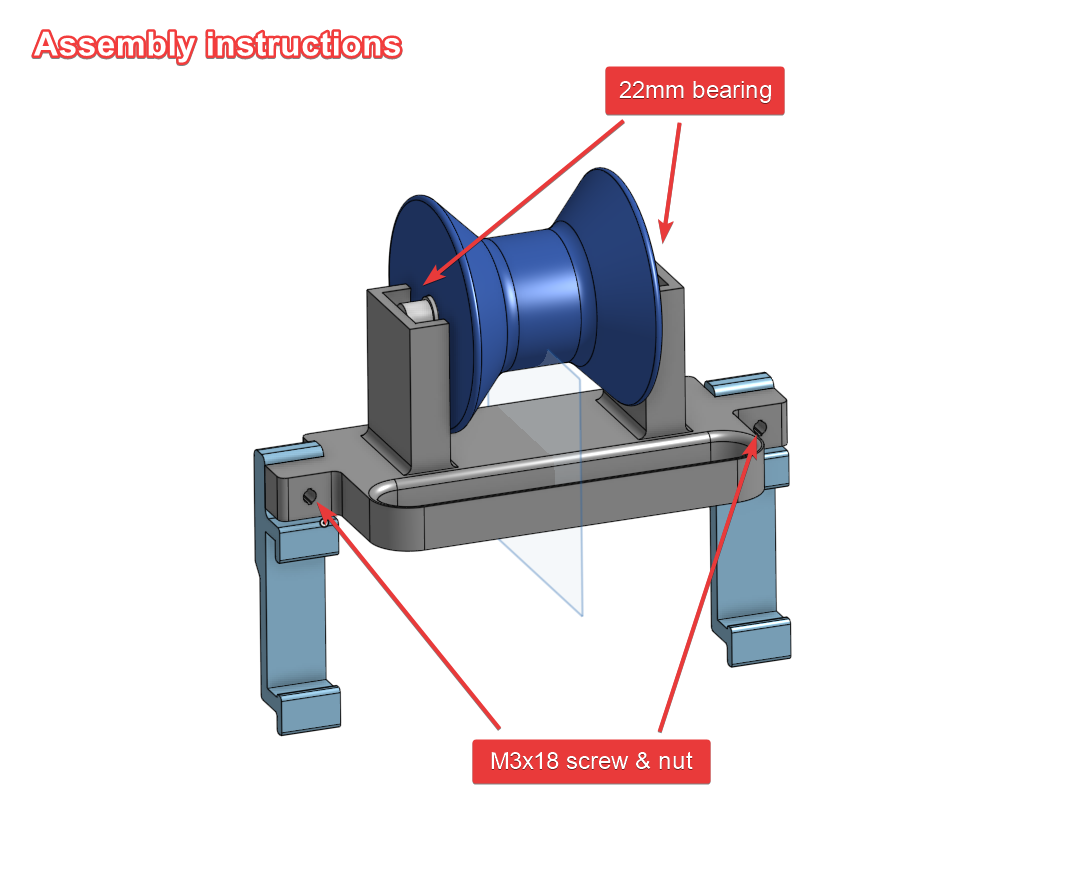 Prusa i3 filament guide with 22mm bearings by assemblerbot Download free STL model