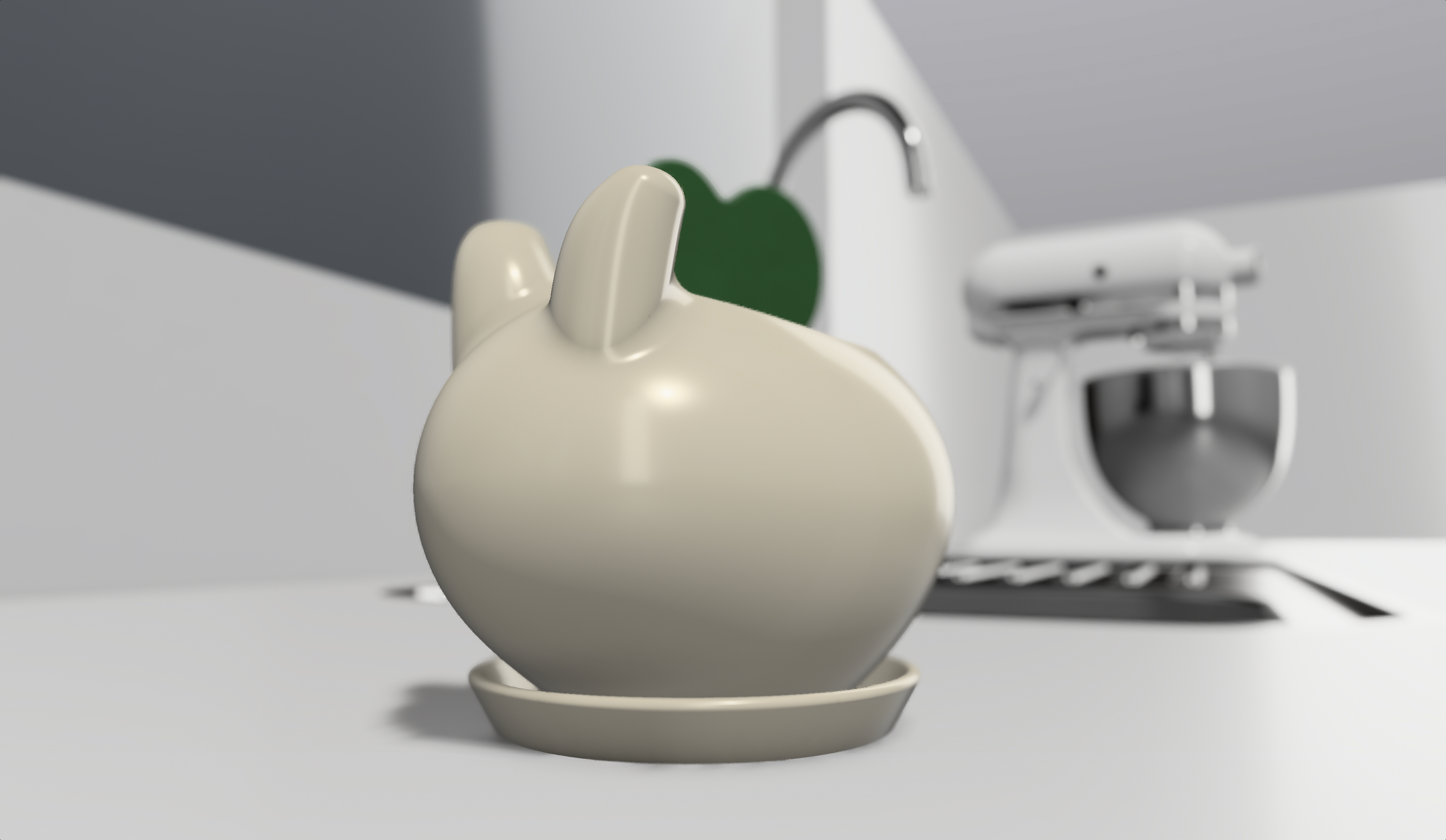 Planter 23 - Cute Bunny Succulent Pot, with drainage hole and saucer