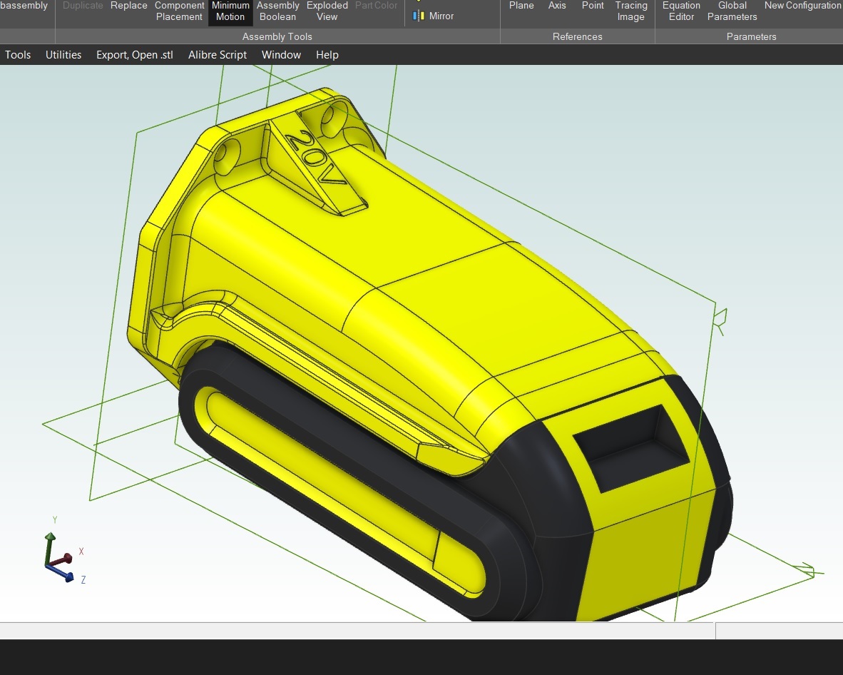 Wall Mount Holder for DeWalt 20V battery.