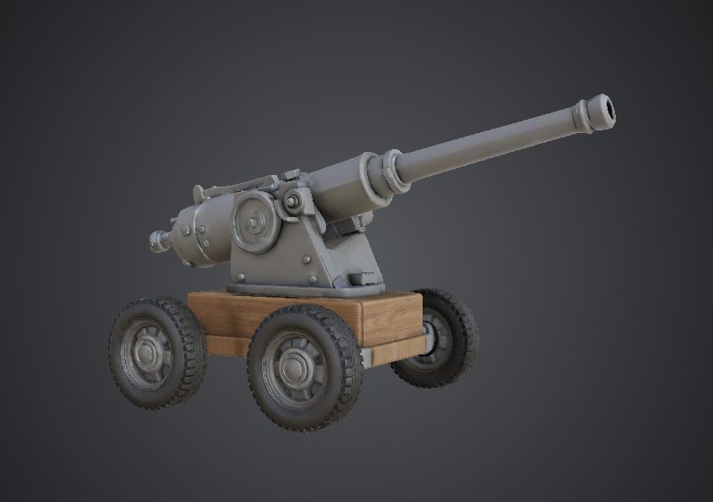 Wheeled Field Cannon – Historic Artillery Model on Wooden Carriage