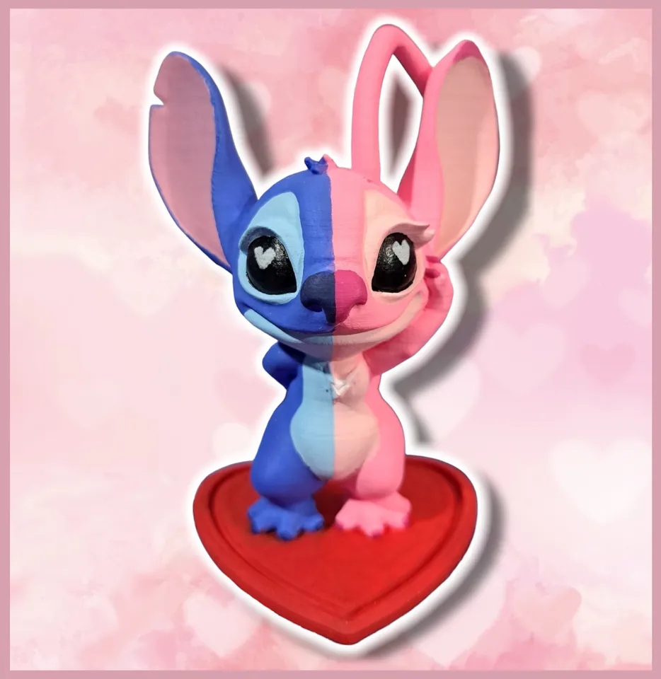 Valentines Stitch and Angel by MysticSaige, Download free STL model