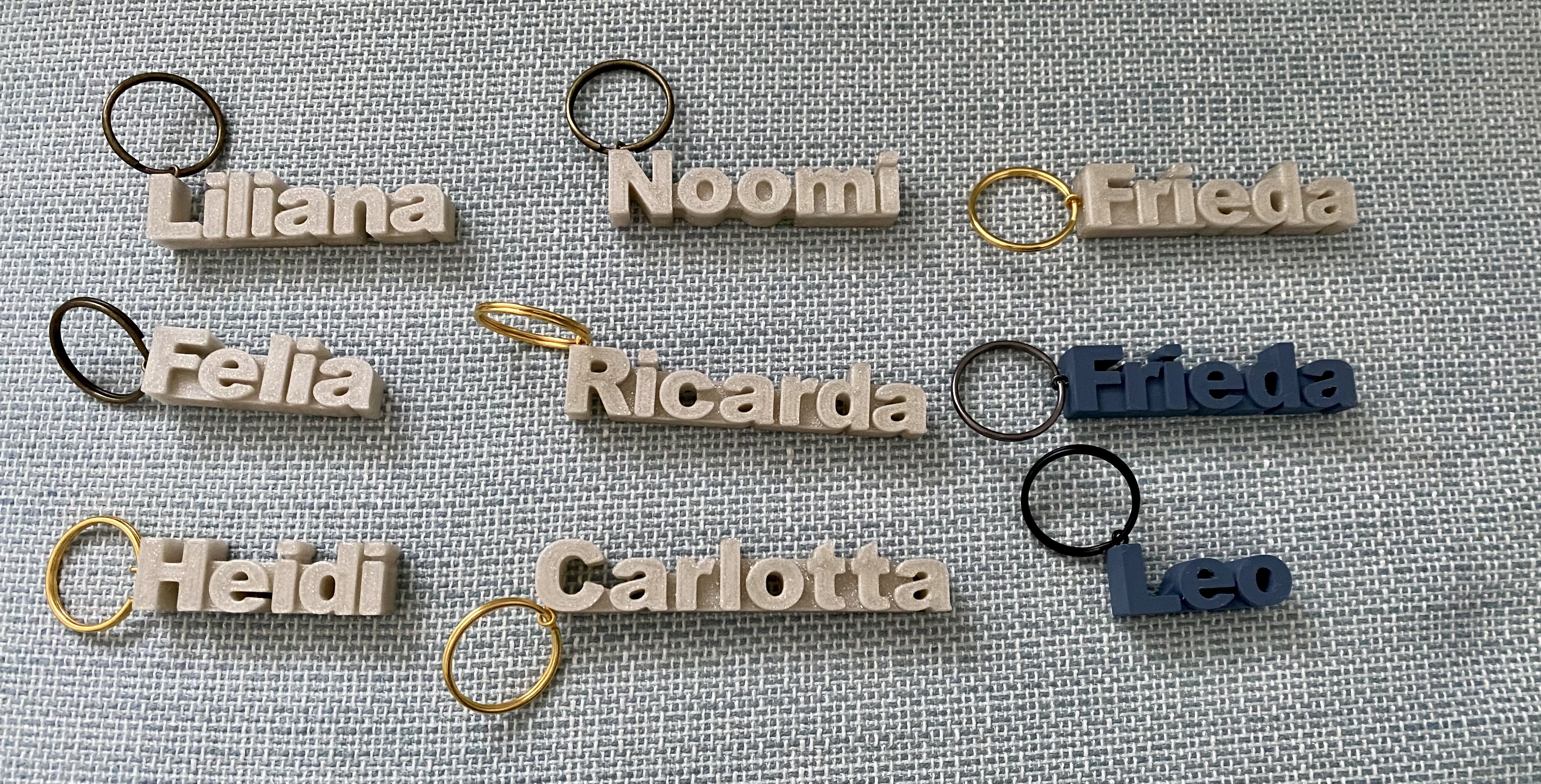 Keychain name tag (Carlotta, Emma, Felia, Frieda, Heidi, Liliana, Merle, Mira, Noomi, Ricarda, Leo, Elias, Samu,)