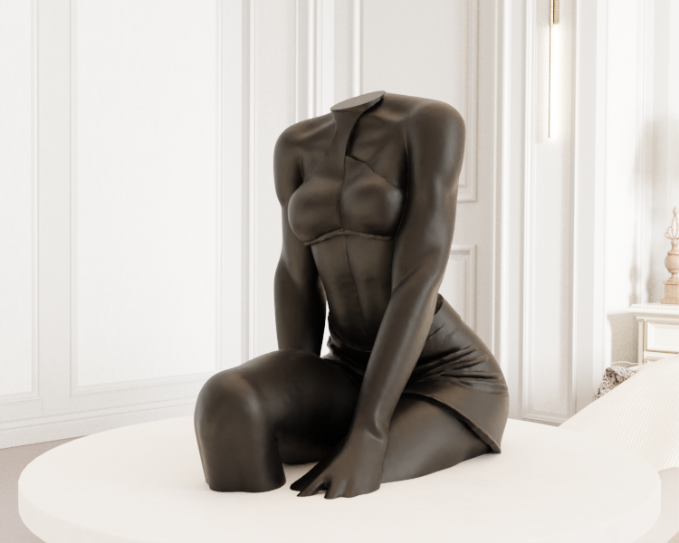 Seated Glamour Figure in Provocative Top