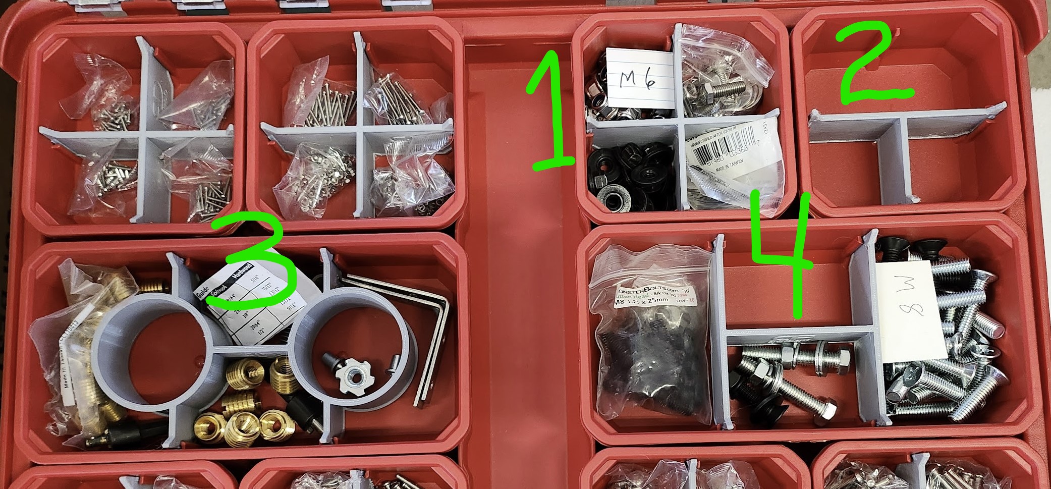 Four different dividers for low profile Packout organizer by DP design