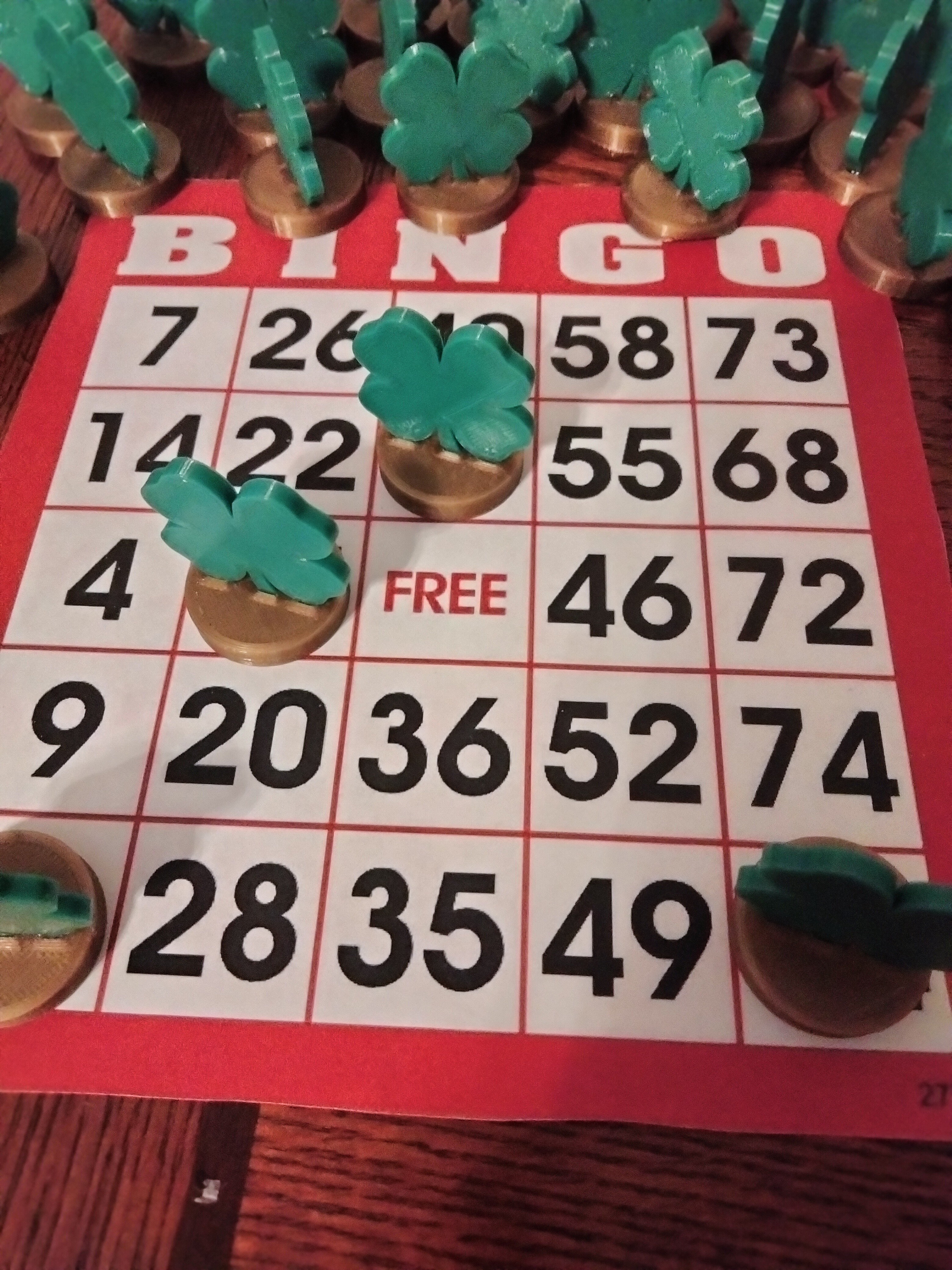 Shamrock-4 Leaf Clover Bingo/Game pieces