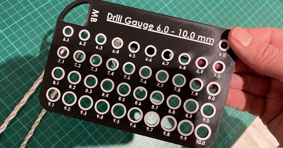 Drill Gauge Metric 6.0 to 10.0mm by Martin Download free STL model