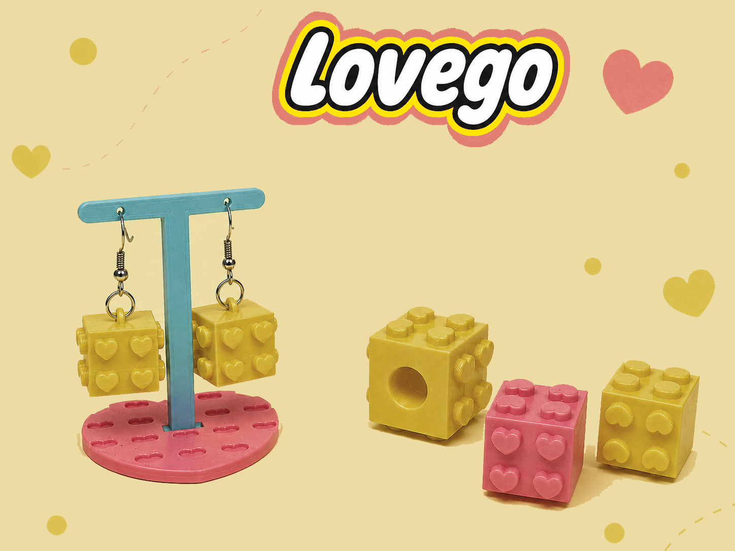 NOT Lego but LOVEGO Earrings with Display set & Beads