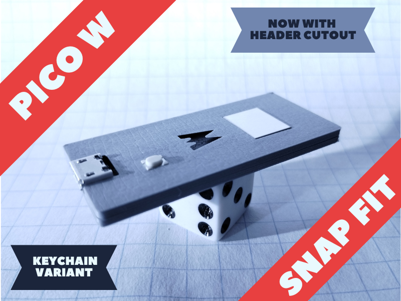 Pi PICO-W  Slim Case [SNAPS TOGETHER - no glue] (with and without headers)