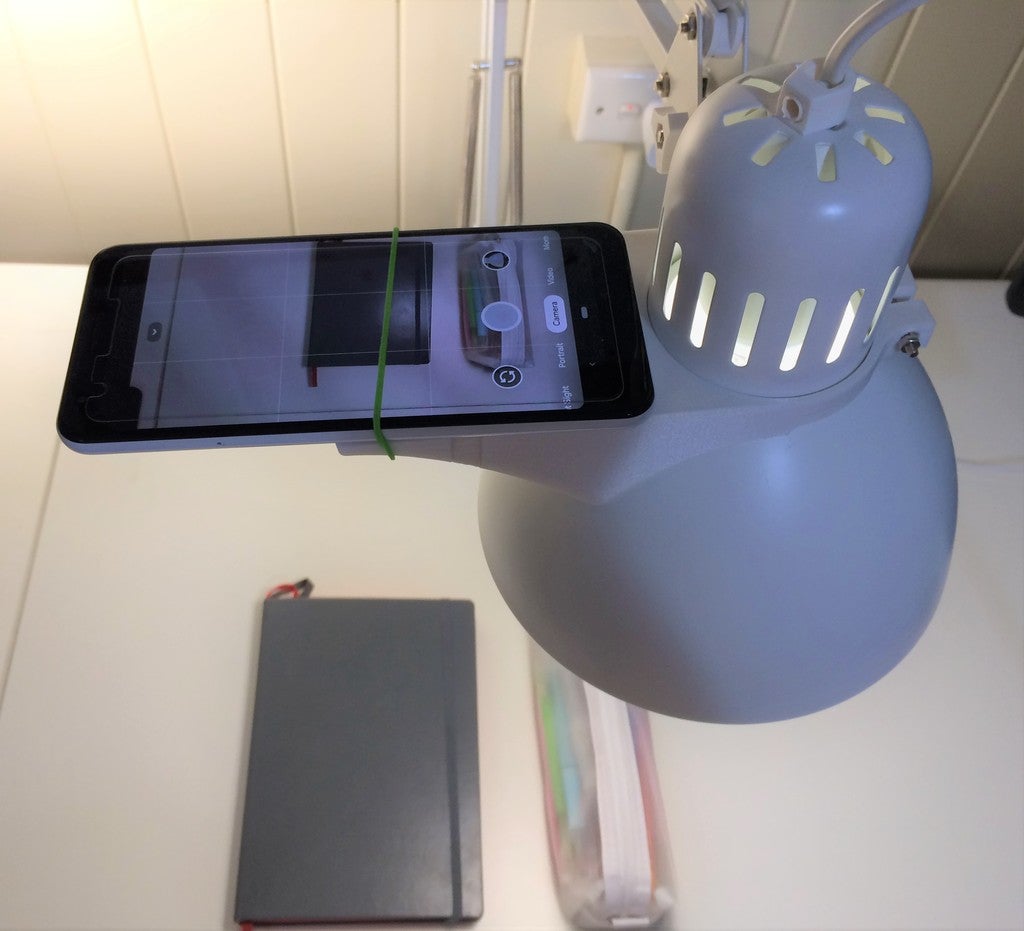 Universal Phone Mount for IKEA Tertial Lamp for tabletop birds eye filming by Billie Ruben