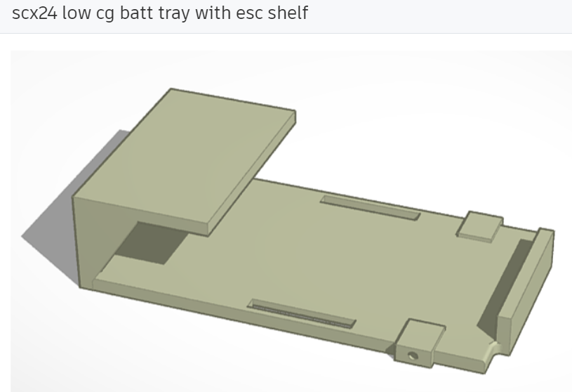 scx24 low cg batt tray with esc shelf