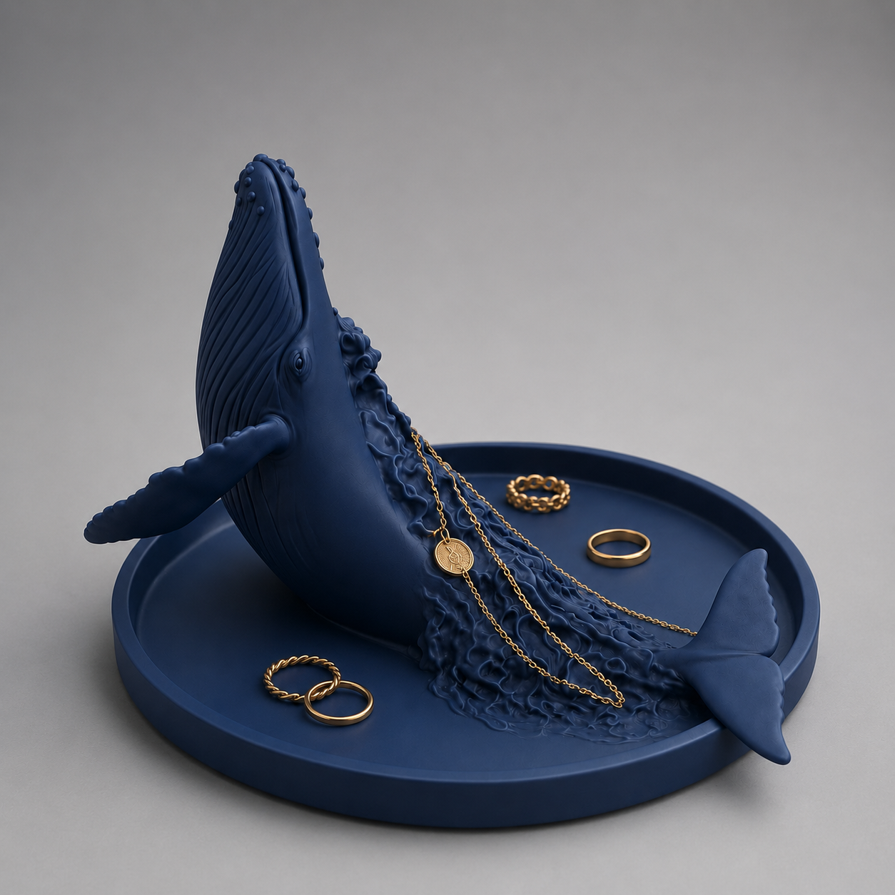 Humpback Whale Jewelry Dish STL | Coastal Ring Holder Tray | Ocean Decor Organizer | 3D Print Whale Trinket Dish