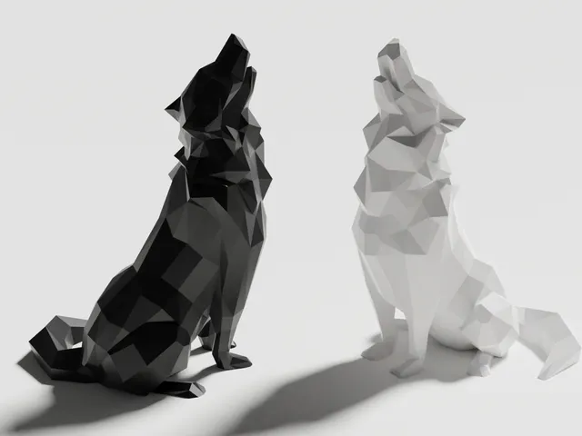 Low Poly Howling Wolf 2.0 (Decoration)(No Supports!) FIXED