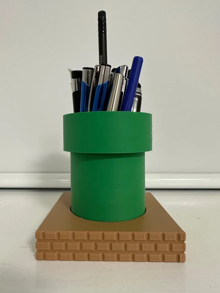 Real Scale Super Mario Bros Pipe Desktop Pencil Holder by Wacky3Dprints, Download free STL model