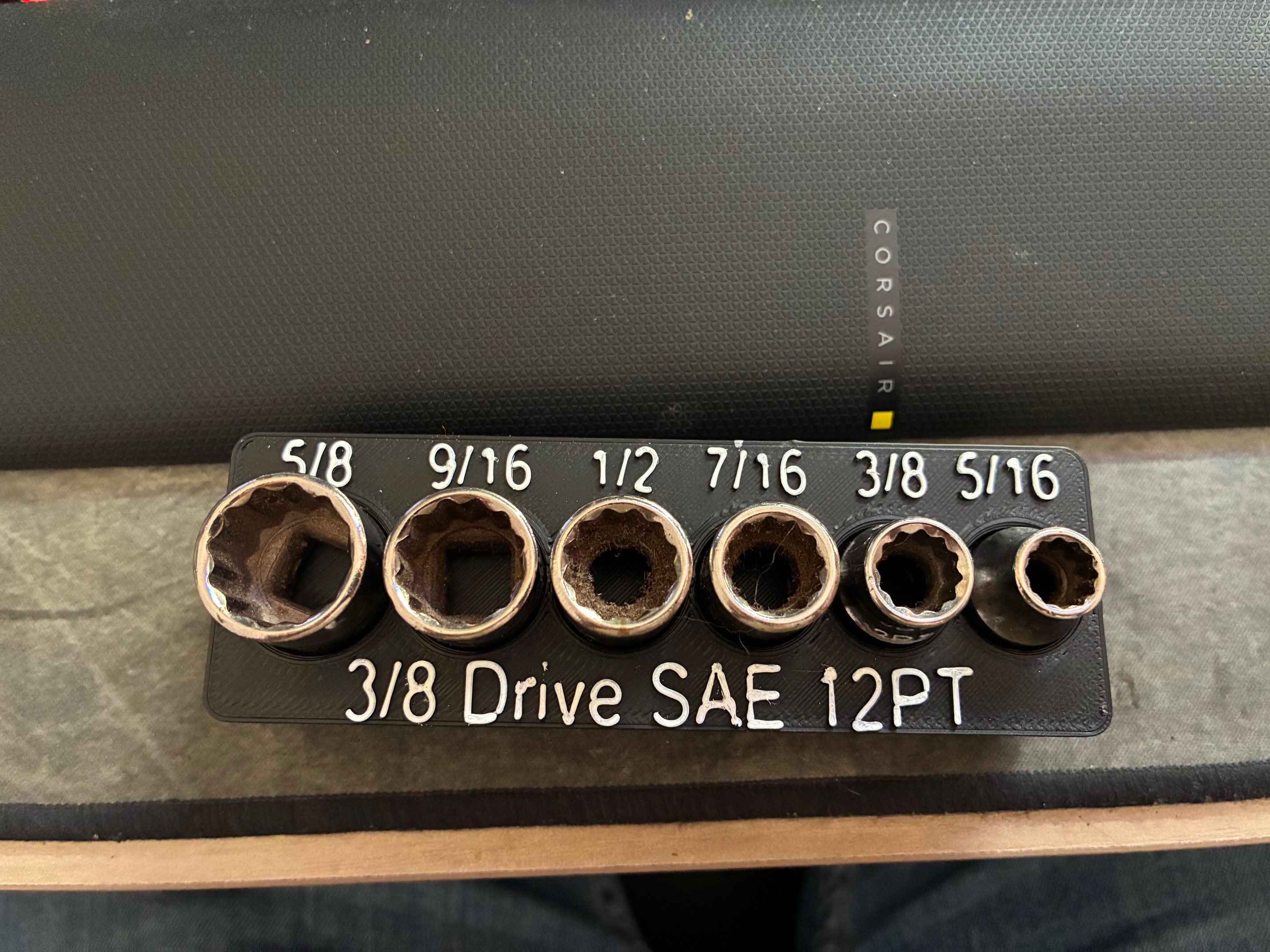 Gridfinity Bin For 3/8 Drive Craftsman 12PT SAE Sockets