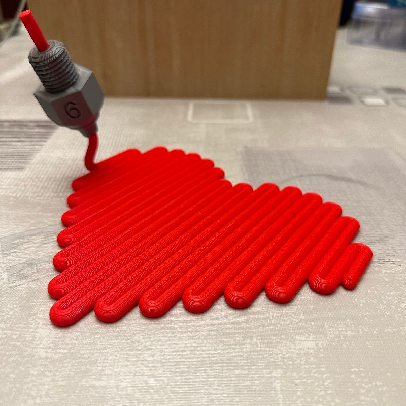 3D printing valentines heart with a 6mm nozzle | (art, pencil