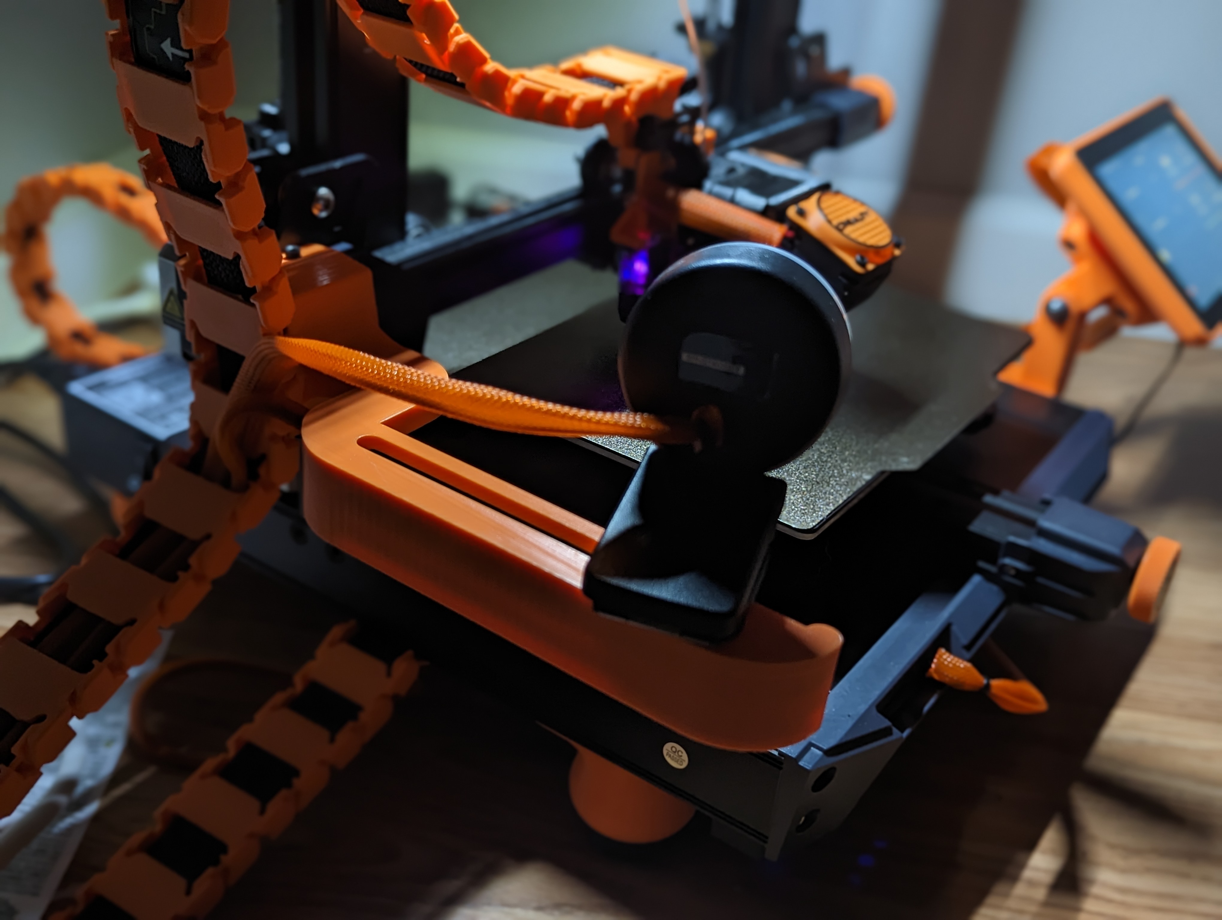 Ender 3 S1/Pro Z-axis Universal Camera Mount (w/ optional LED spotlight and cable chain link) 3D model thumbnail