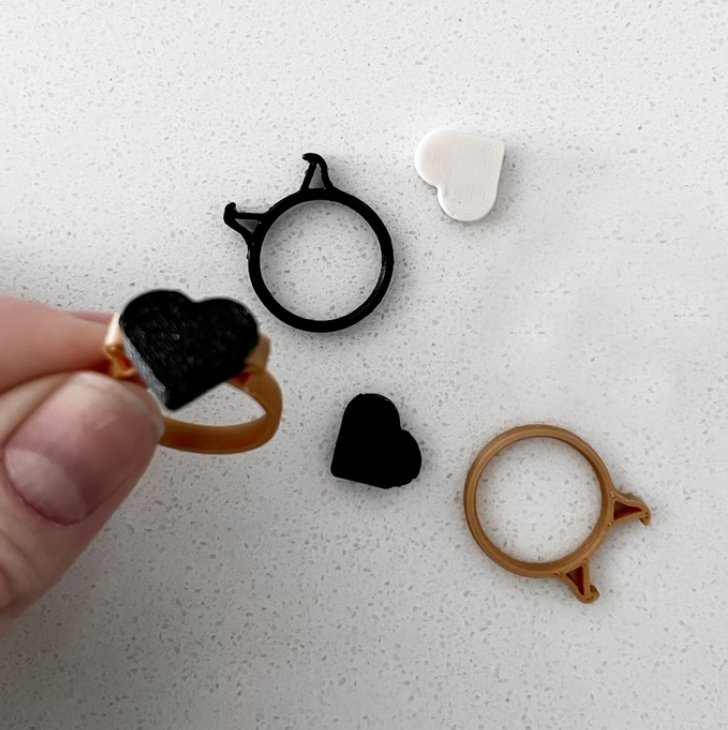 Heart Shaped Snap in Place Rings