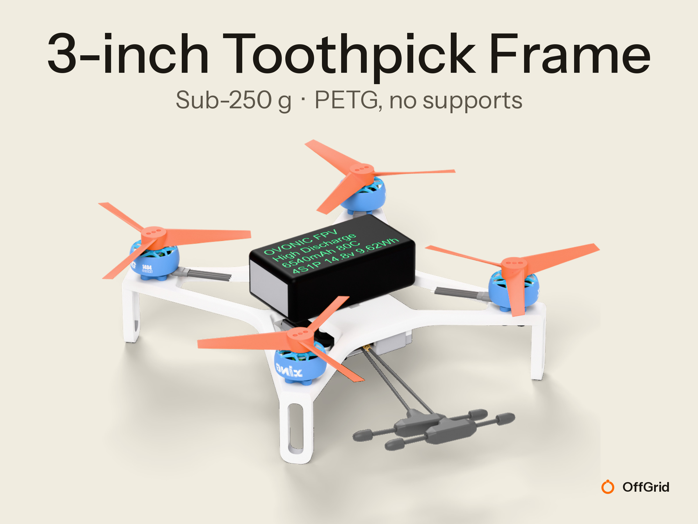 3-Inch Toothpick Drone Frame v8 — Sub-250 g, GEPRC Taker G4 + RP3 Covers
