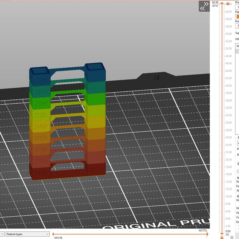 Temperature Tower auto g-code insertion to set temps automatically