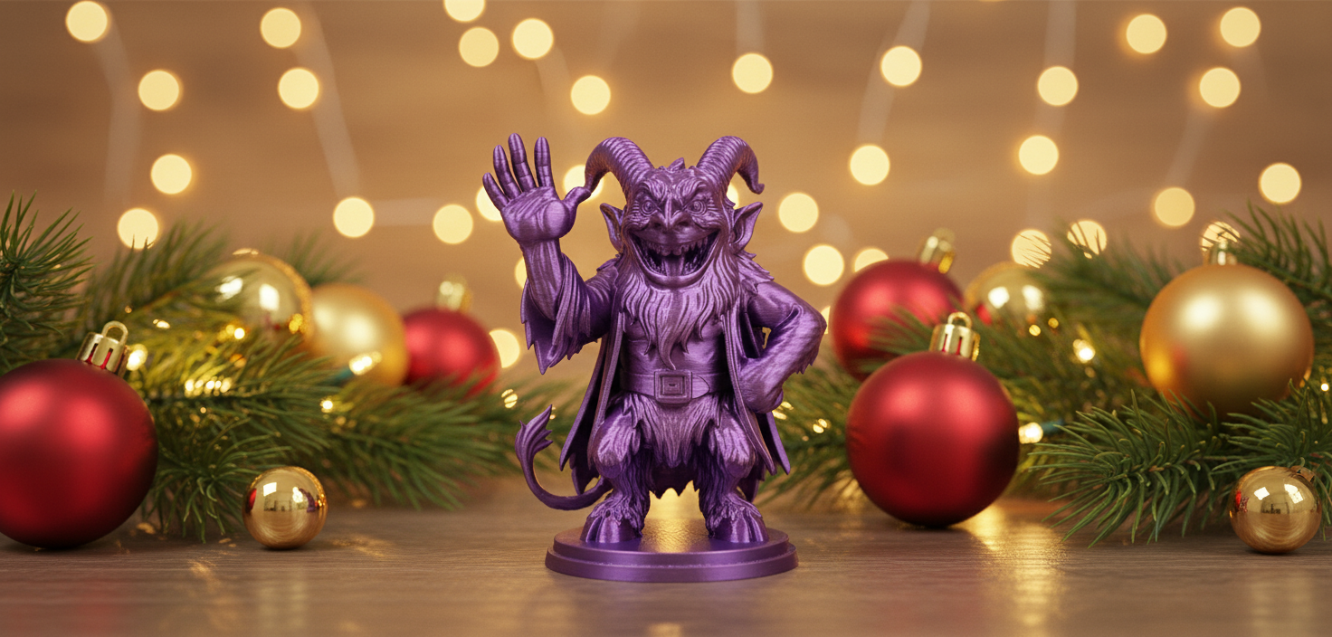 Waving Furry Demon in Cloak Christmas Figure