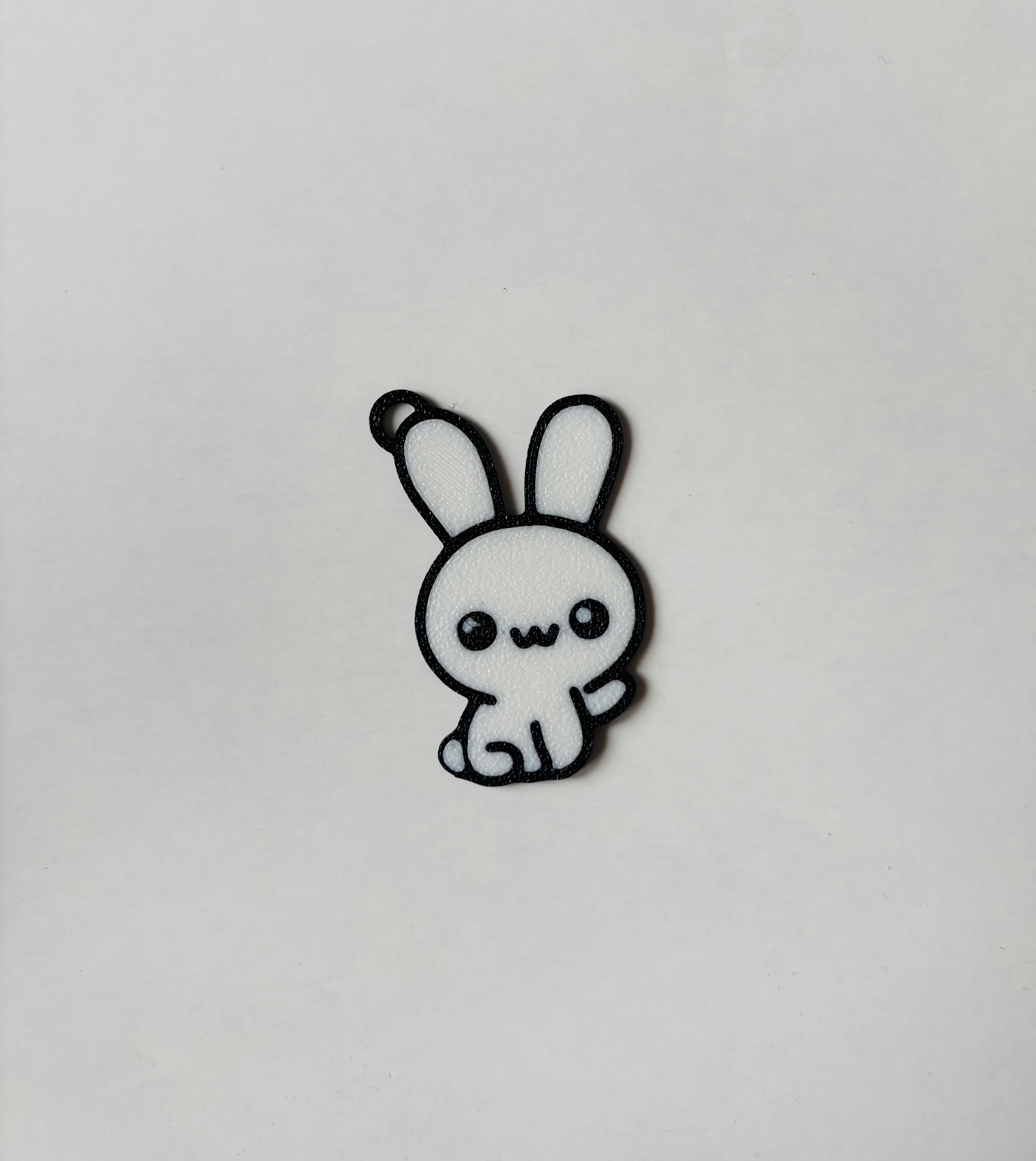 Happy waving bunny keychain