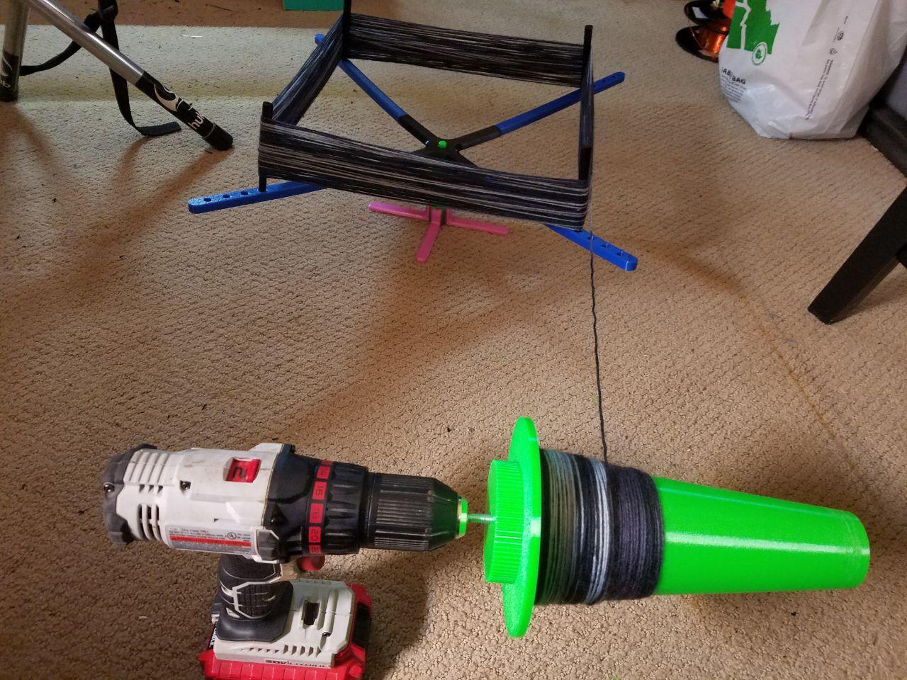 Yarn Cone for Knitting, with Drill Mount Adapter (Parametric) by