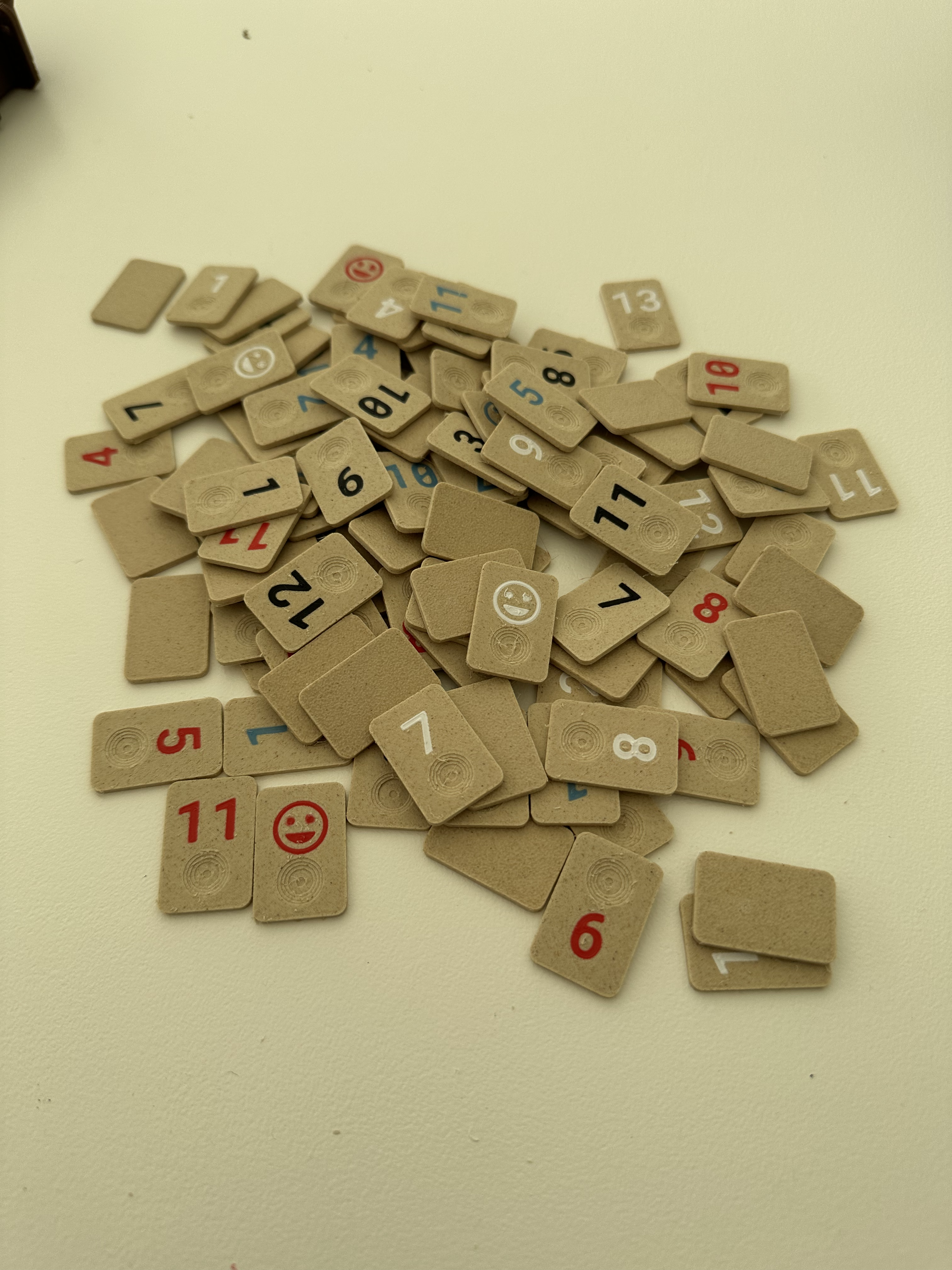 Rummikub tiles with dimple